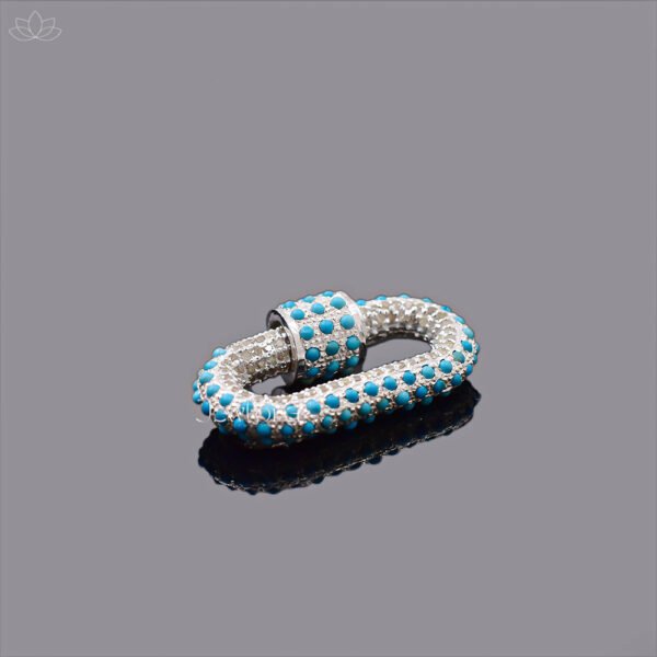 92.5 Silver Turquoise and Diamond Carabiner Lock Jewelry - Image 2