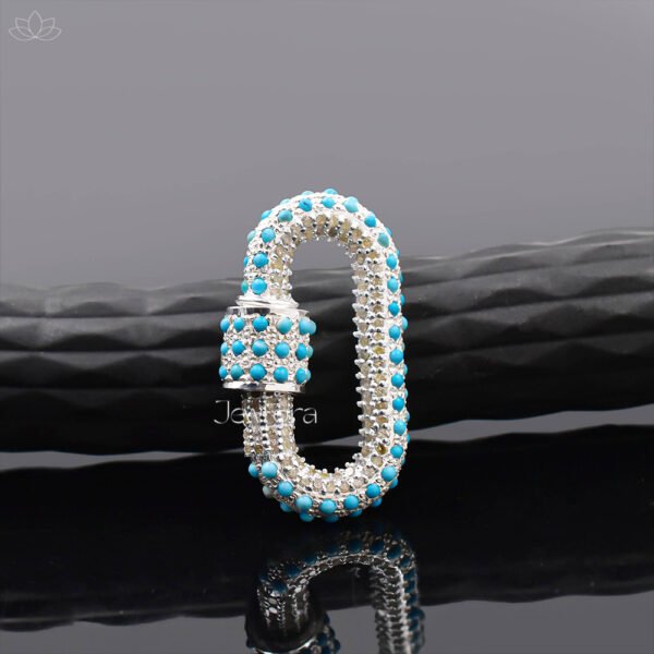 92.5 Silver Turquoise and Diamond Carabiner Lock Jewelry