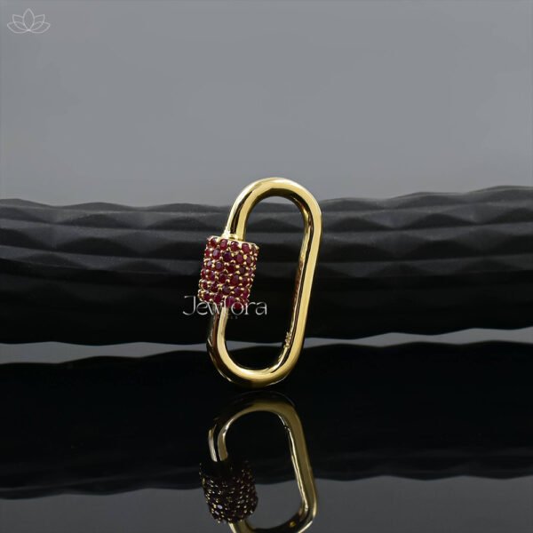 14K Yellow Gold Orange Sapphire Carabiner Lock Jewelry - Image 4