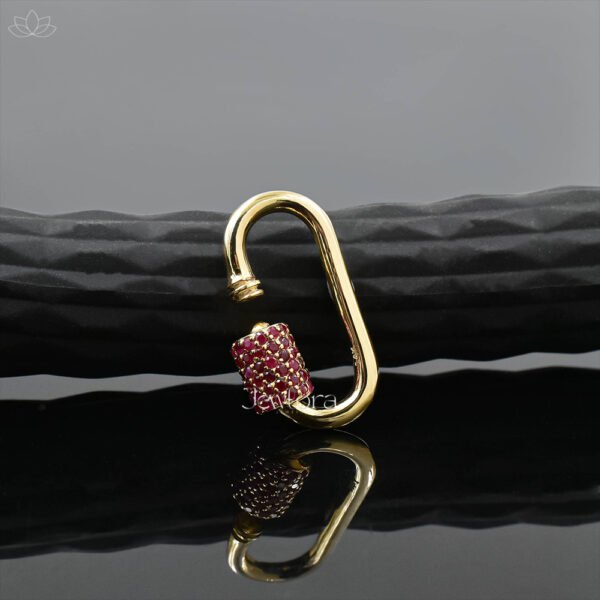 14K Yellow Gold Orange Sapphire Carabiner Lock Jewelry - Image 2