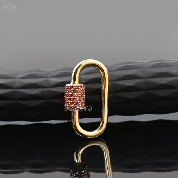 14K Yellow Gold Orange Sapphire Carabiner Lock Jewelry