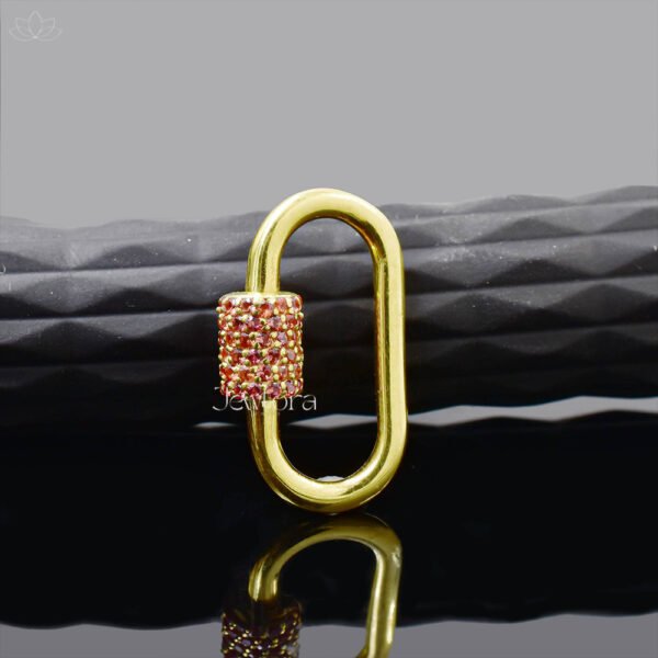 14K Yellow Gold Orange Sapphire Carabiner Lock Jewelry - Image 3
