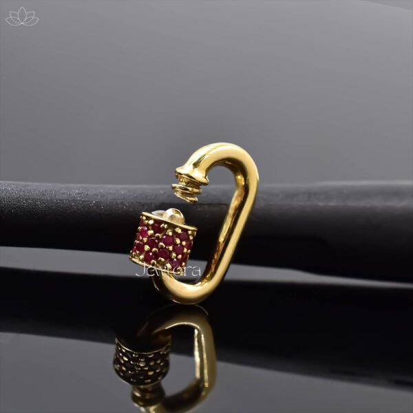 14K Yellow Gold Amethyst Screw Carabiner Lock Jewelry - Image 3