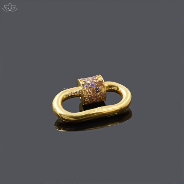 14K Yellow Gold Amethyst Screw Carabiner Lock Jewelry