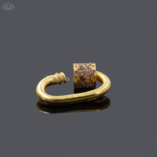 14K Yellow Gold Amethyst Screw Carabiner Lock Jewelry - Image 2