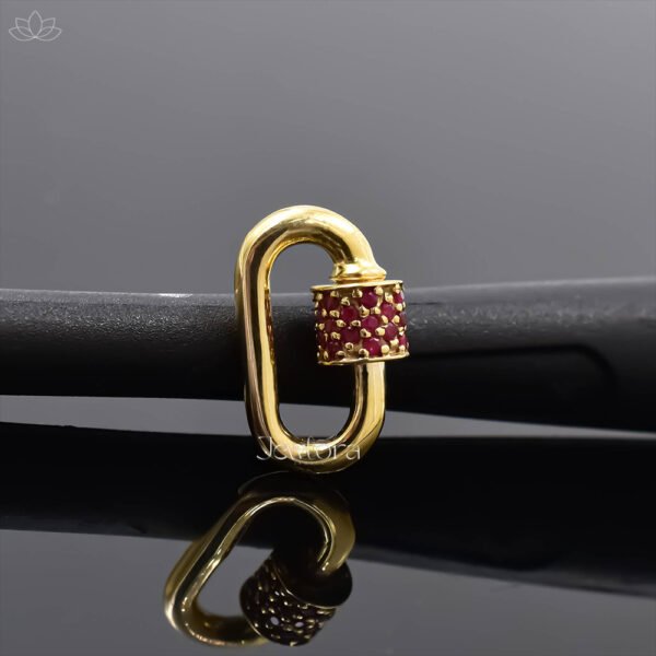 14K Yellow Gold Amethyst Screw Carabiner Lock Jewelry - Image 4