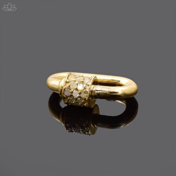 14K Yellow Gold Diamond Carabiner Lock Jewelry