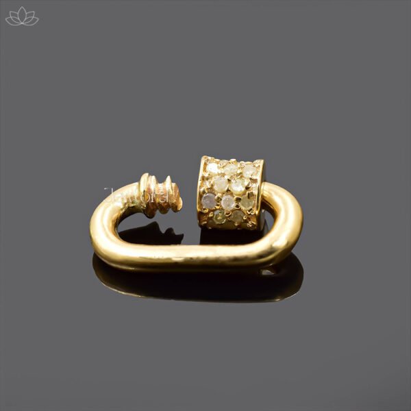 14K Yellow Gold Diamond Carabiner Lock Jewelry - Image 4
