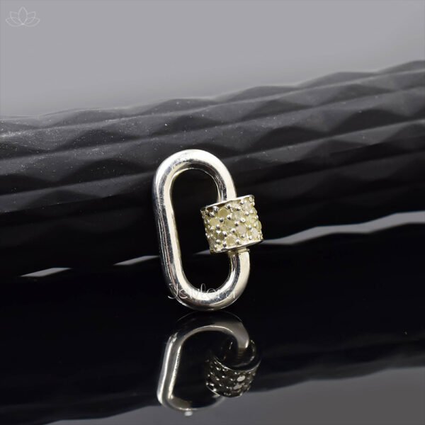 14K Yellow Gold Diamond Carabiner Lock Jewelry - Image 5