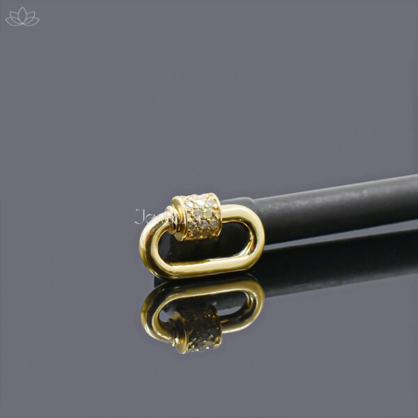 14K Yellow Gold Diamond Carabiner Lock Jewelry - Image 2