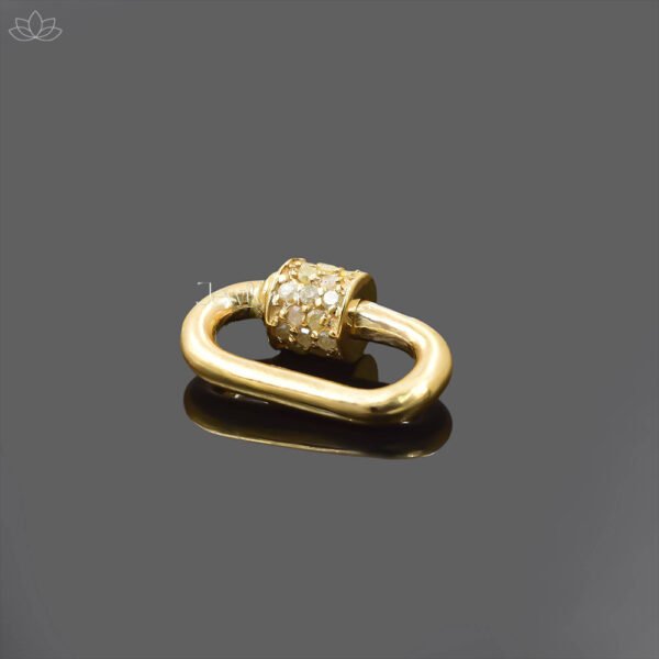 14K Yellow Gold Diamond Carabiner Lock Jewelry - Image 3