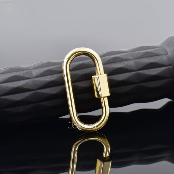 14K Yellow Gold Plain Wire Carabiner Lock Jewelry - Image 6