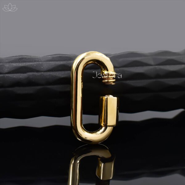 14K Yellow Gold Plain 3.5mm thickness Carabiner Lock Jewelry - Image 3