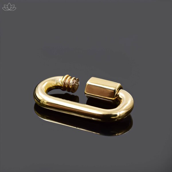 14K Yellow Gold Plain 3.5mm thickness Carabiner Lock Jewelry - Image 2