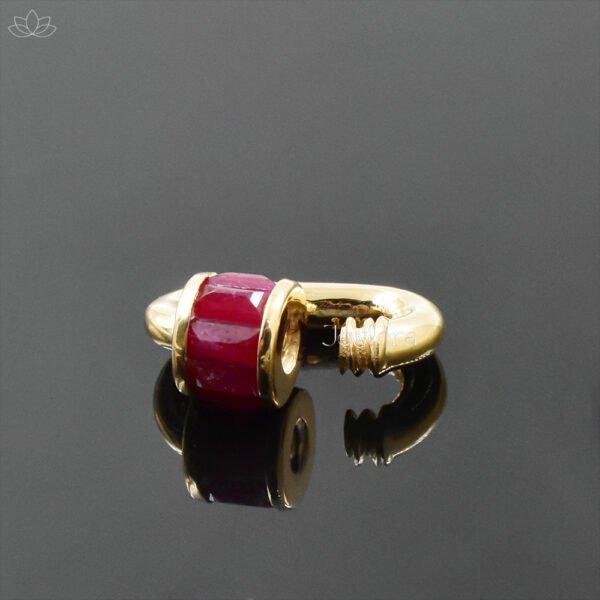 14K Yellow Gold Ruby Baguette Carabiner Lock Jewelry - Image 2
