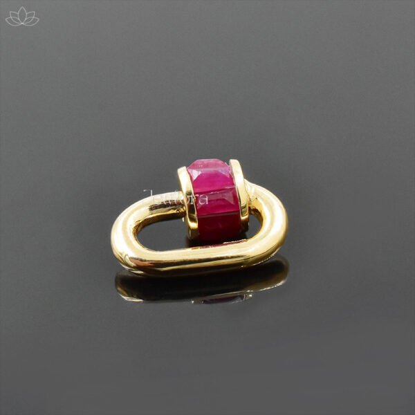 14K Yellow Gold Ruby Baguette Carabiner Lock Jewelry