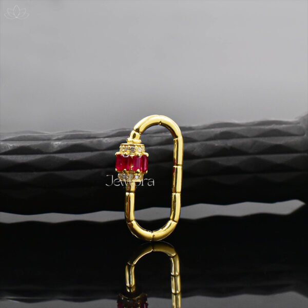14K Yellow Gold Plated Ruby Gemstone Carabiner Lock Jewelry