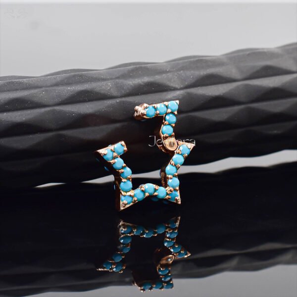 14K Rose Gold Double Side Turquoise Star Enhancer Lock Jewelry - Image 2