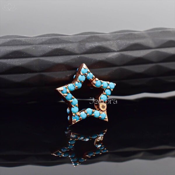 14K Rose Gold Double Side Turquoise Star Enhancer Lock Jewelry