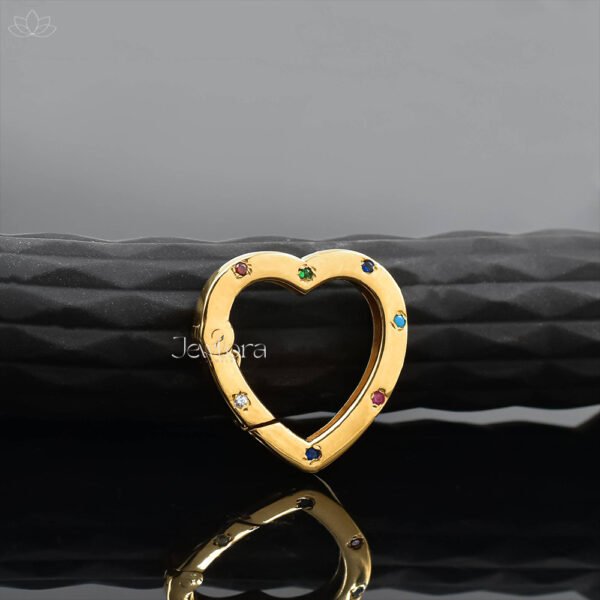14K Yellow Gold Plated Multi Cubic Zirconia Heart Enhancer Lock Jewelry - Image 2
