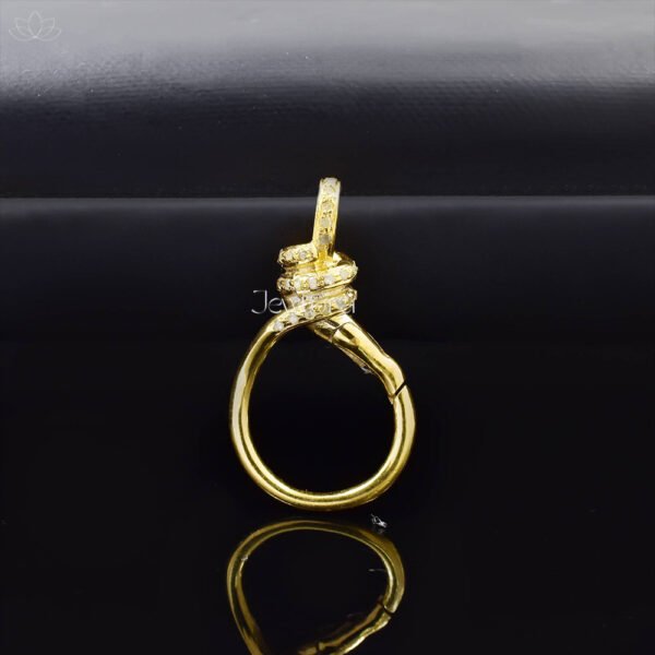 14K Yellow Gold Plated Single Cut Diamond Oval Swivel Lock Jewelry - Image 2