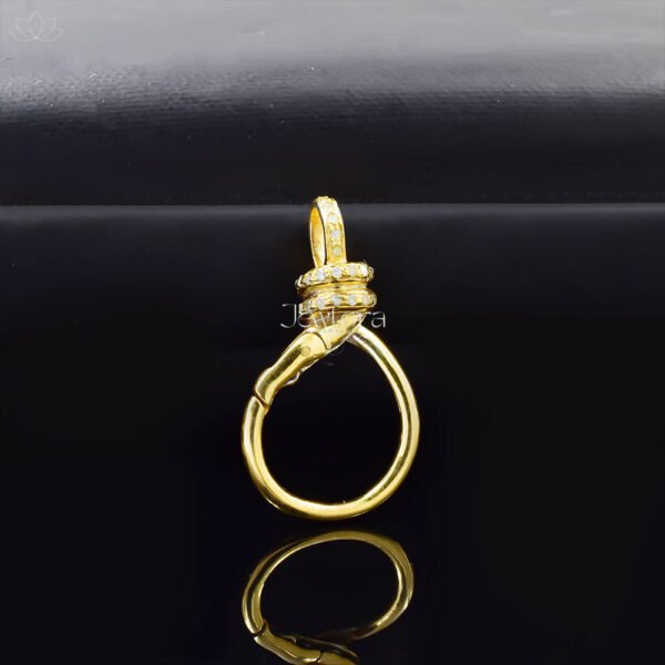 14K Yellow Gold Plated Single Cut Diamond Oval Swivel Lock Jewelry