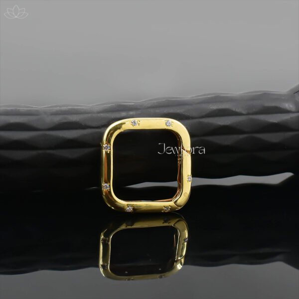 14K Yellow Gold Plated White Cubic Zirconia Square Enhancer Lock Jewelry - Image 2