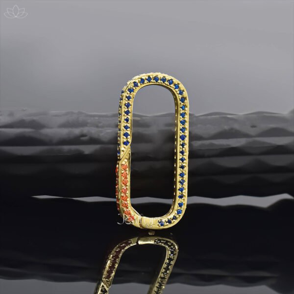 14K Yellow Gold Plated Blue & Orange Cubic Zirconia Clasp Lock Jewelry