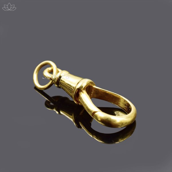 14K Yellow Gold Plain Oval Swivel Push Lock Jewelry - Image 2