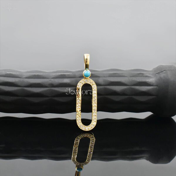 14K Yellow Gold Diamond Turquoise Enhancer Lock Jewelry