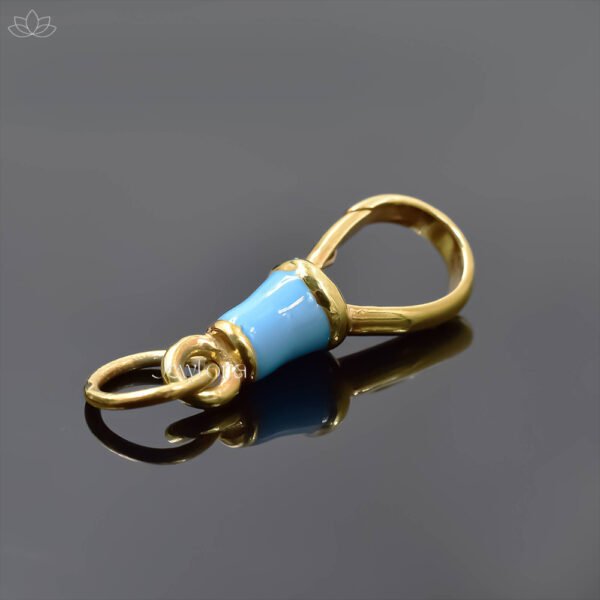 14K Yellow Gold Sky Blue Enamel Swivel Lock Jewelry - Image 2
