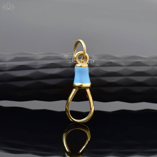 14K Yellow Gold Sky Blue Enamel Swivel Lock Jewelry