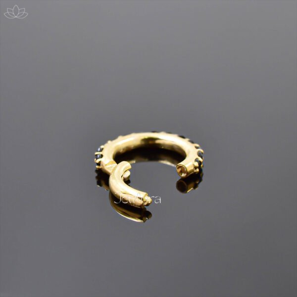 14K Yellow Gold Black Diamond 10mm Round Clasp Lock Jewelry - Image 2
