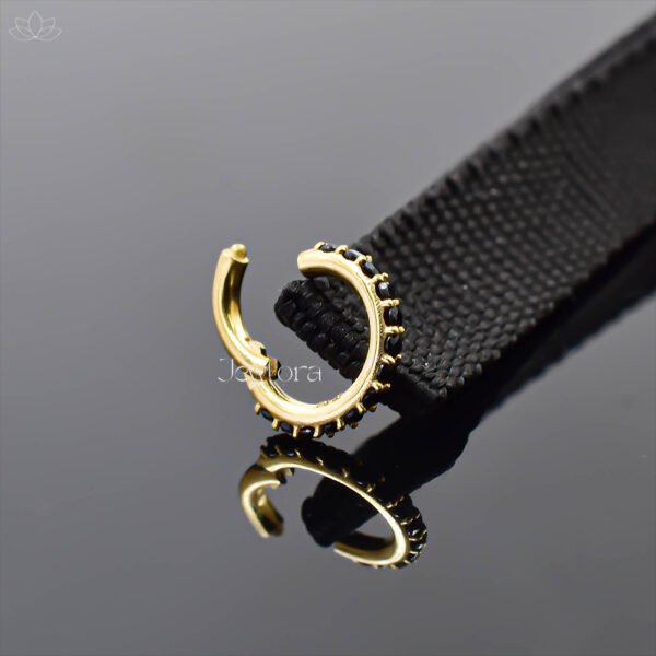 14K Yellow Gold Black Diamond 10mm Round Clasp Lock Jewelry