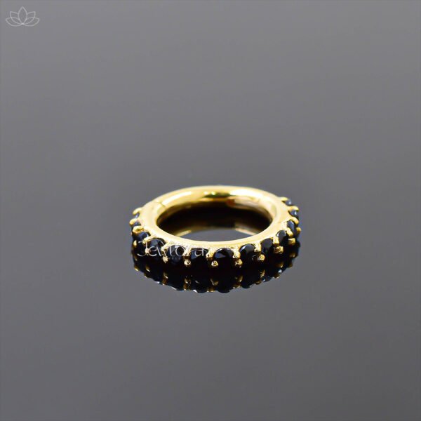 14K Yellow Gold Black Diamond 10mm Round Clasp Lock Jewelry - Image 3