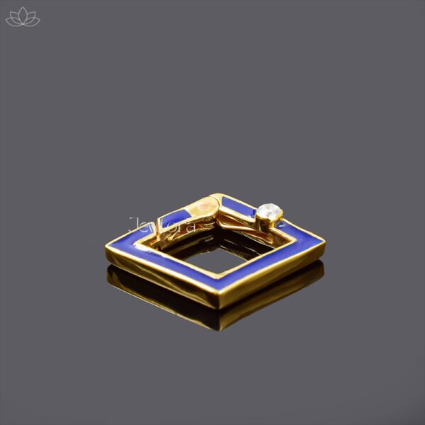 14K Yellow Gold Plated Moissanite Blue Enamel Clasp Lock Jewelry - Image 2