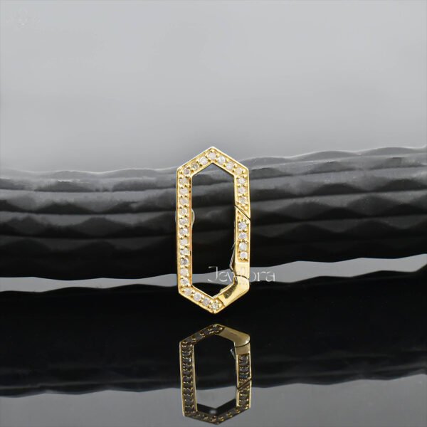 14K Yellow Gold Diamond Hexagon Enhancer Lock Jewelry