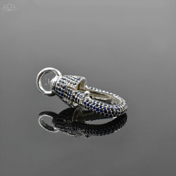 925 Silver Blue Sapphire Oval Swivel Lock Jewelry - Image 2