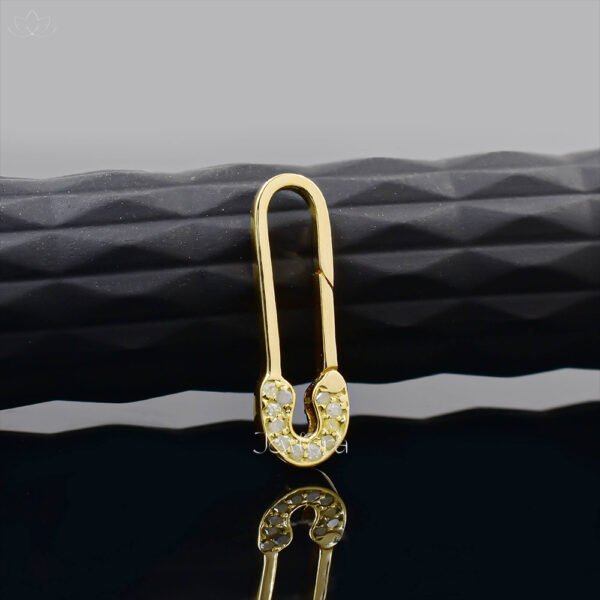 14K Yellow Gold Diamond Safety pin Enhancer Lock Jewelry