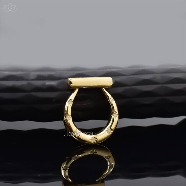 14K Yellow Gold Double Cut Diamond Shackle Lock Jewelry
