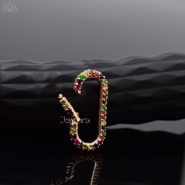 14K Rose Gold Multi-Stone Oval Clasp Lock Jewelry - Image 3