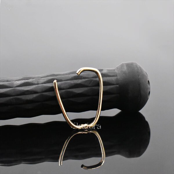 14K Yellow Gold Square Plain Oval Enhancer Lock Jewelry - Image 2