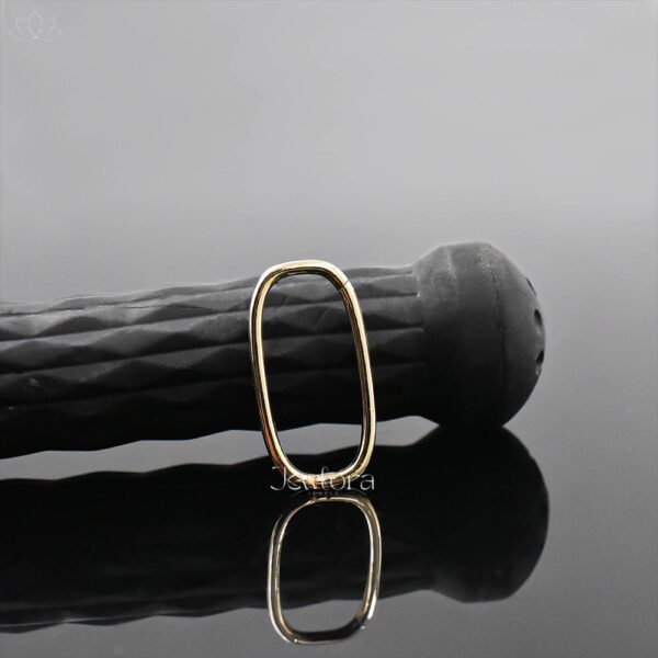 14K Yellow Gold Square Plain Oval Enhancer Lock Jewelry