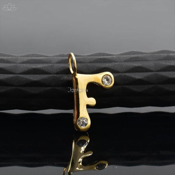 14K Yellow Gold White Cubic Zirconia Bubble A Letter Charm Jewelry - Image 12
