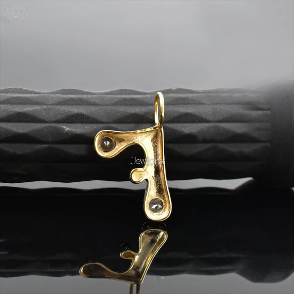14K Yellow Gold White Cubic Zirconia Bubble A Letter Charm Jewelry - Image 2