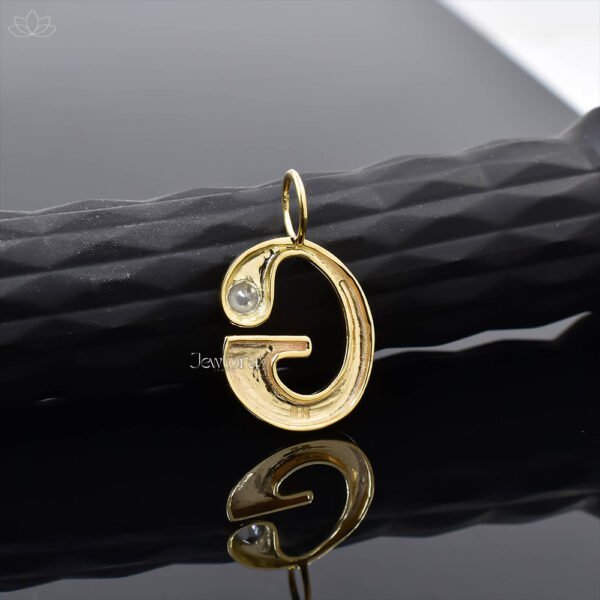 14K Yellow Gold White Cubic Zirconia Bubble A Letter Charm Jewelry - Image 5
