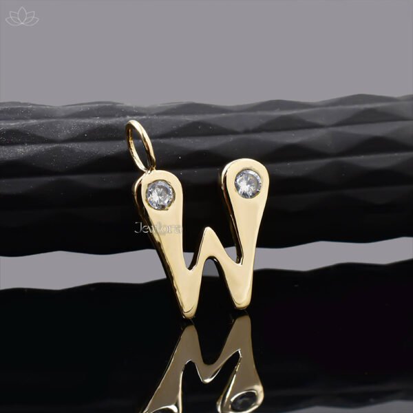14K Yellow Gold White Cubic Zirconia Bubble A Letter Charm Jewelry - Image 6
