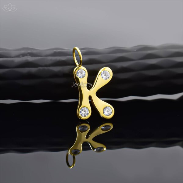 14K Yellow Gold White Cubic Zirconia Bubble A Letter Charm Jewelry - Image 8