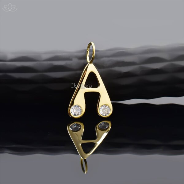 14K Yellow Gold White Cubic Zirconia Bubble A Letter Charm Jewelry