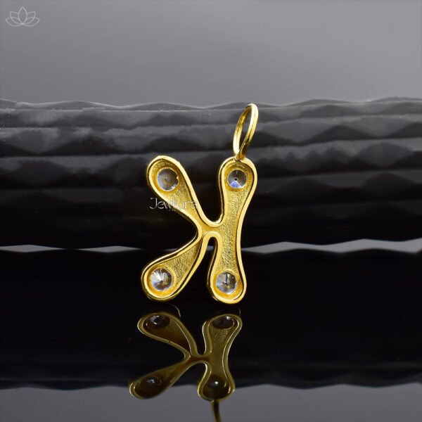 14K Yellow Gold White Cubic Zirconia Bubble A Letter Charm Jewelry - Image 9